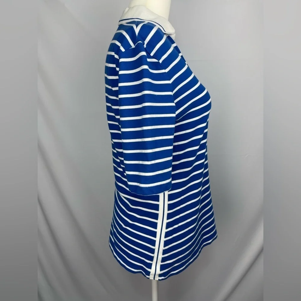 Tommy Hilfiger polo shirt open V-neck white and blue stripes women’s size S - Picture 5 of 17